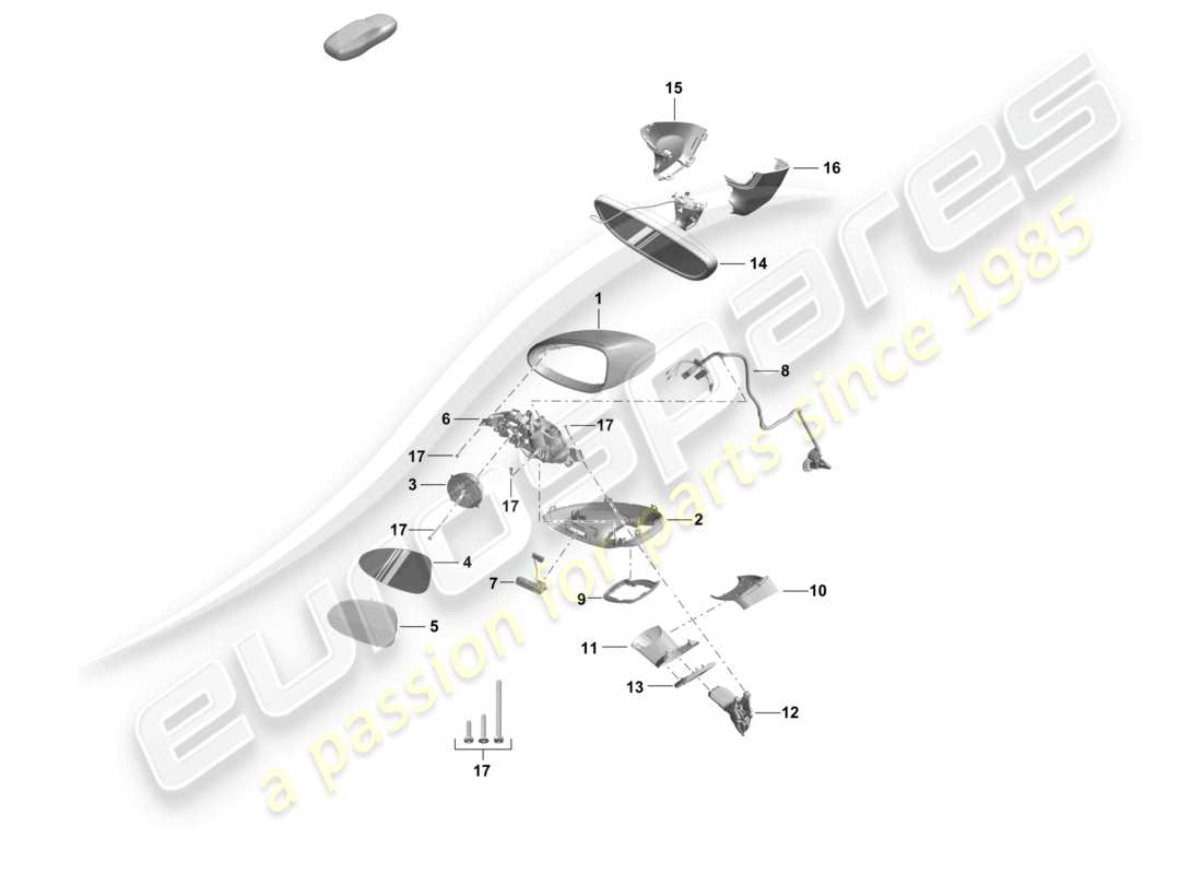 porsche 2021 (718 cayman gt4) espejo exterior espejo interior diagrama de piezas