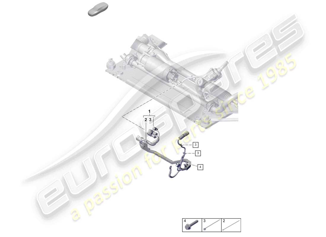 porsche 2026 (992-2 gt3) diagrama de piezas del conjunto de cableado para dirección asistida electromecánica