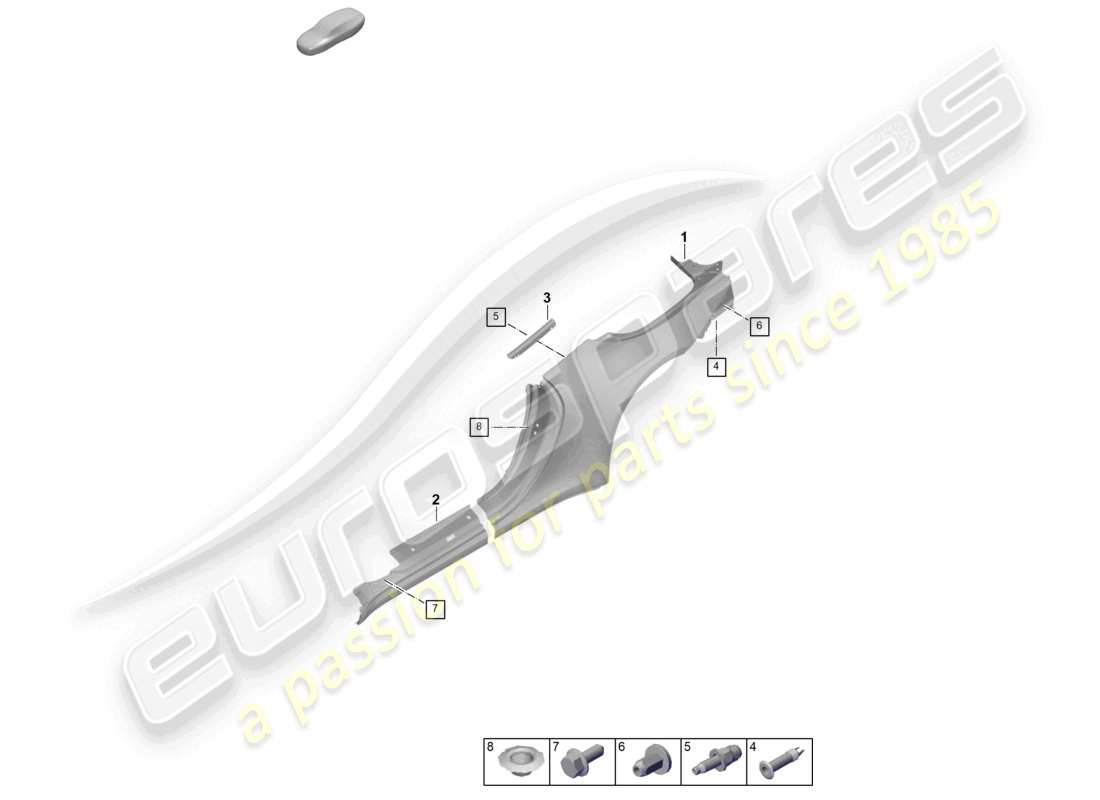 porsche 2024 (992-2) diagrama de piezas del cabriolet de la parte lateral