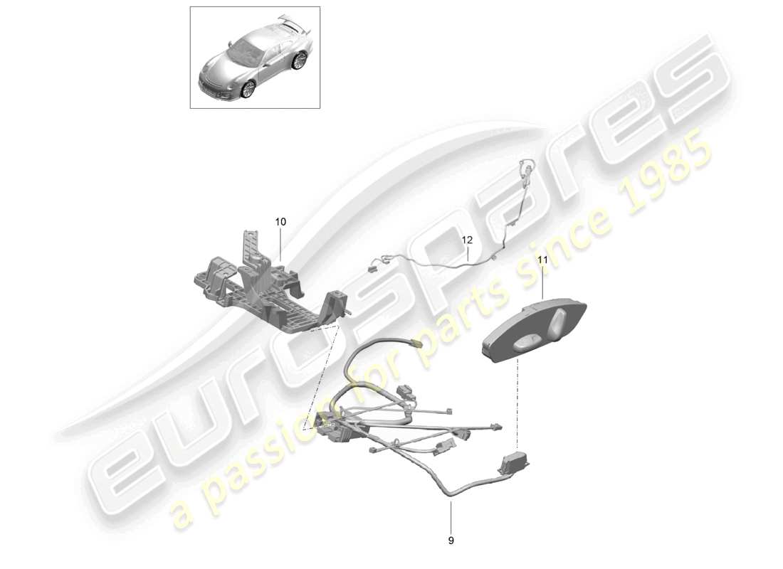 porsche 2021 (991-2 r/gt3/rs) cableados interruptor unidades de control motor eléctrico asiento deportivo diagrama de piezas plus