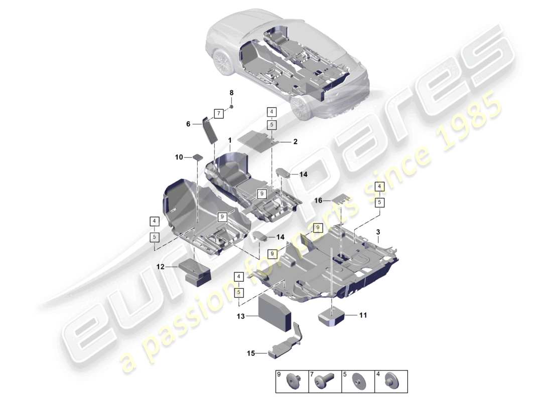 porsche 2025 (cayenne e3 pa) diagrama de la parte trasera del suelo