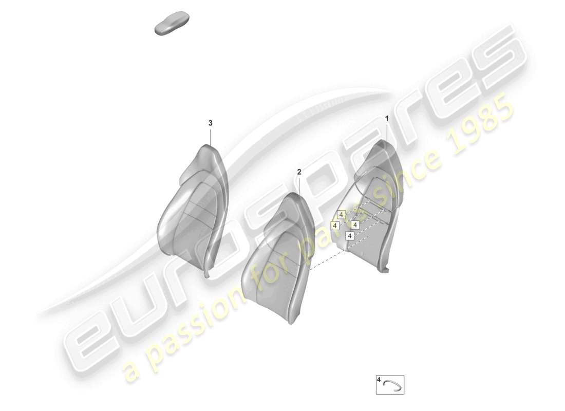 porsche 2022 (panamera 971-2) sección de espuma para el lado de apoyo del asiento funda de respaldo asiento confort para modelos con ventilación del asiento diagrama de piezas