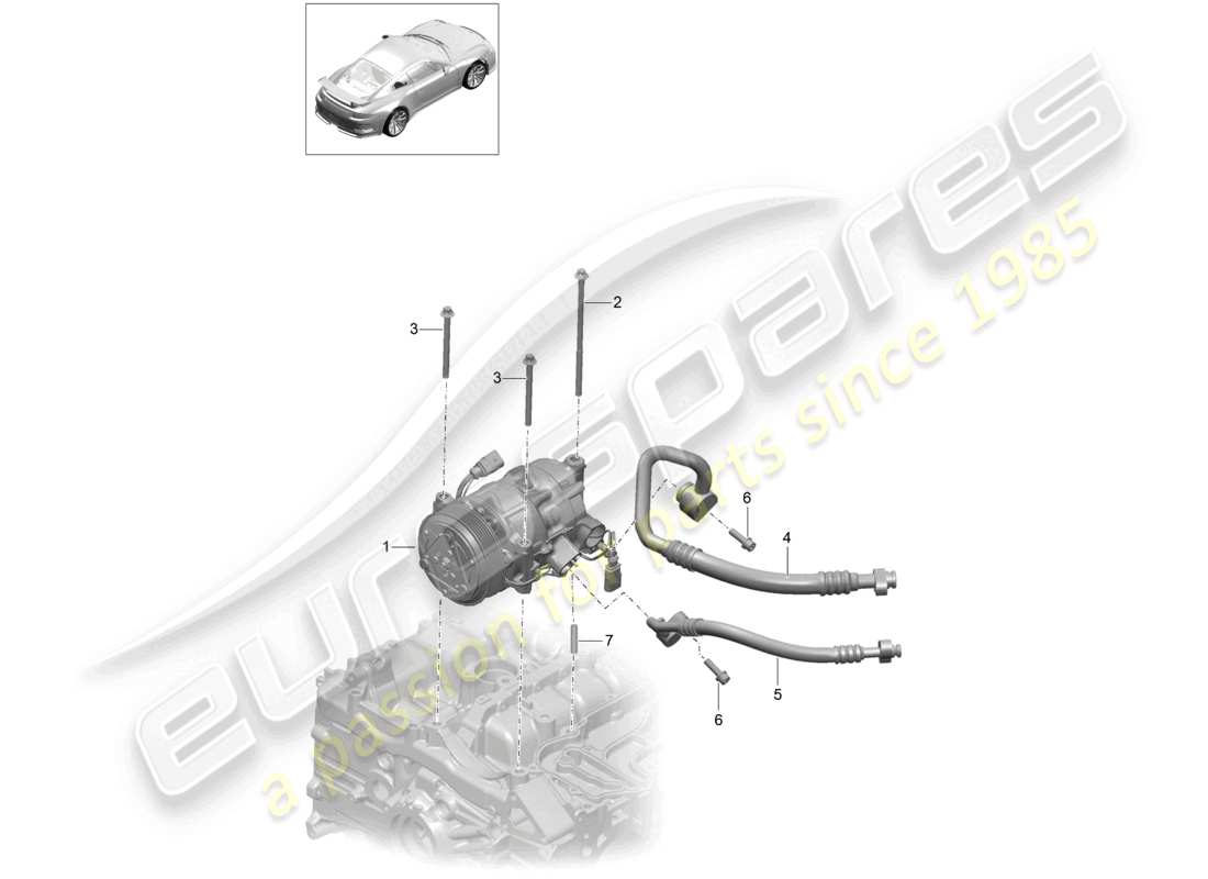 porsche 2021 (991-2 r/gt3/rs) compresor aire acondicionado d - mj 2018>> diagrama de piezas