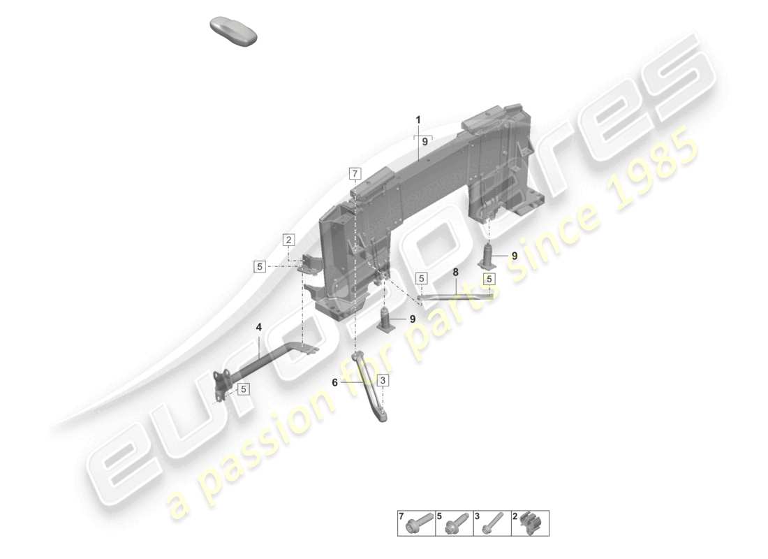 porsche 2023 (992-1 turbo / s) diagrama de piezas de la barra antivuelco de protección