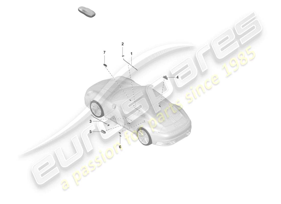 porsche 2024 (992-2) luz interior luz de advertencia de la puerta luz del espacio para los pies diagrama de piezas