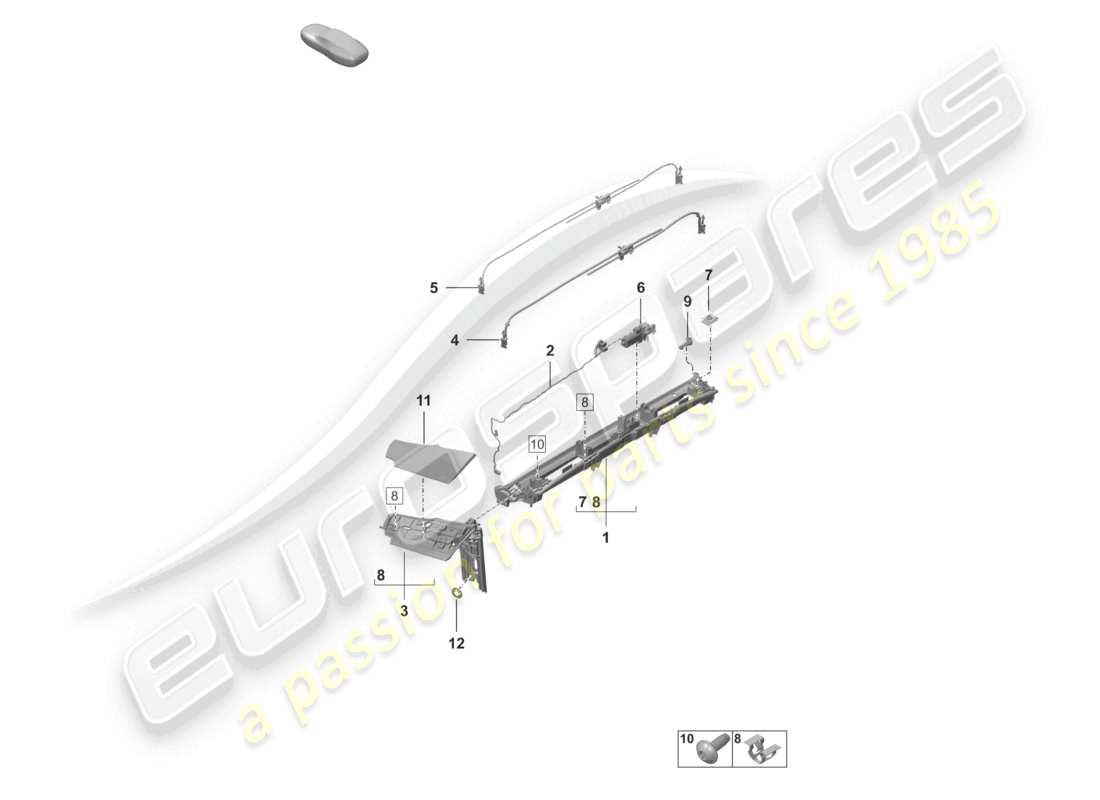 porsche 2024 (992-2) diagrama de piezas del actuador del lado de la aleta