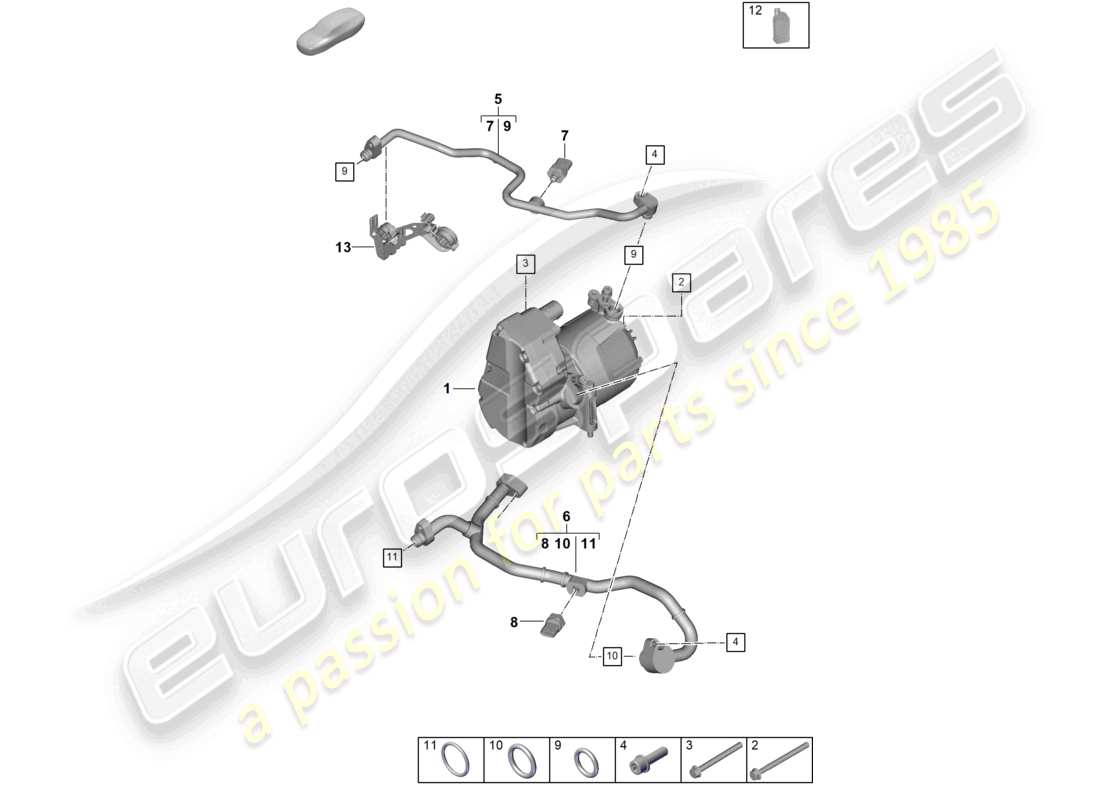 porsche 2024 (992-2) diagrama de piezas del compresor eléctrico del aire acondicionado