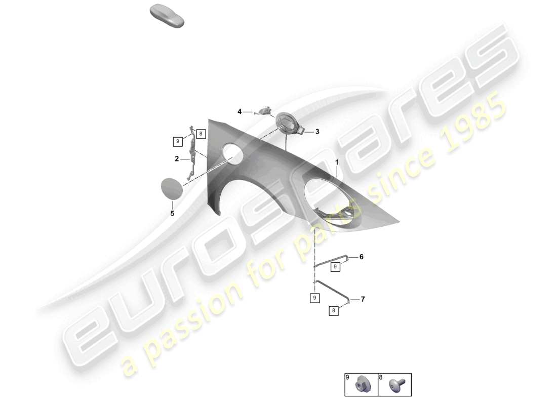 porsche 2024 (992-2) diagrama de piezas del ala