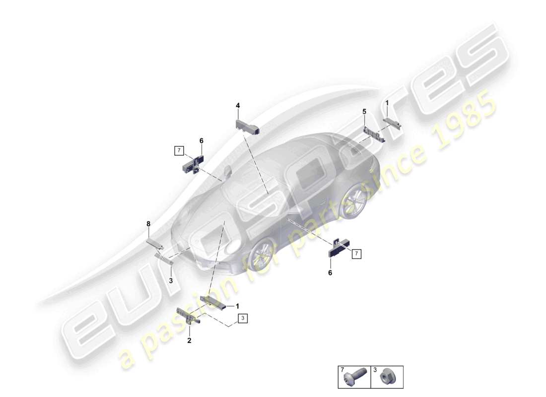 porsche 2024 (992-2) diagrama de piezas de la antena para autorización de acceso y arranque (kessy)