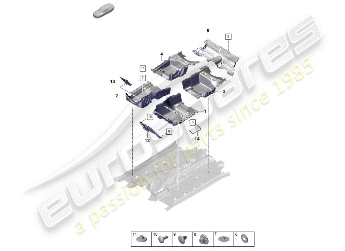 porsche 2026 (panamera 976) diagrama de piezas del piso