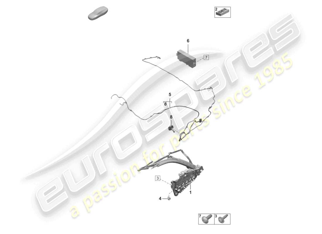 porsche 2024 (992-2) diagrama de piezas del lado del marco superior partes individuales y partes eléctricas