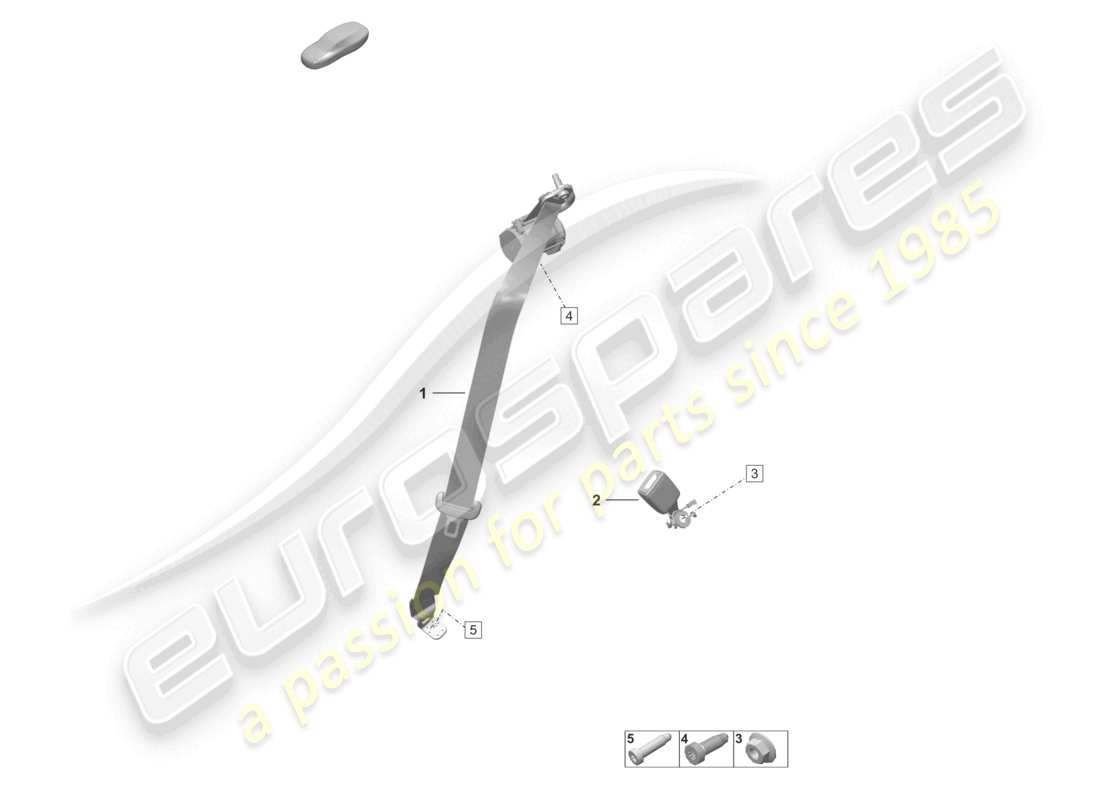 porsche 2024 (992-2) diagrama de piezas del cierre del cinturón trasero del cinturón de seguridad de tres puntos