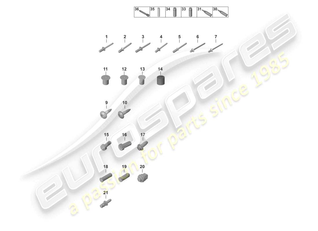 porsche 2024 (992-2) diagrama de piezas de carrocería de automóvil con sujetadores