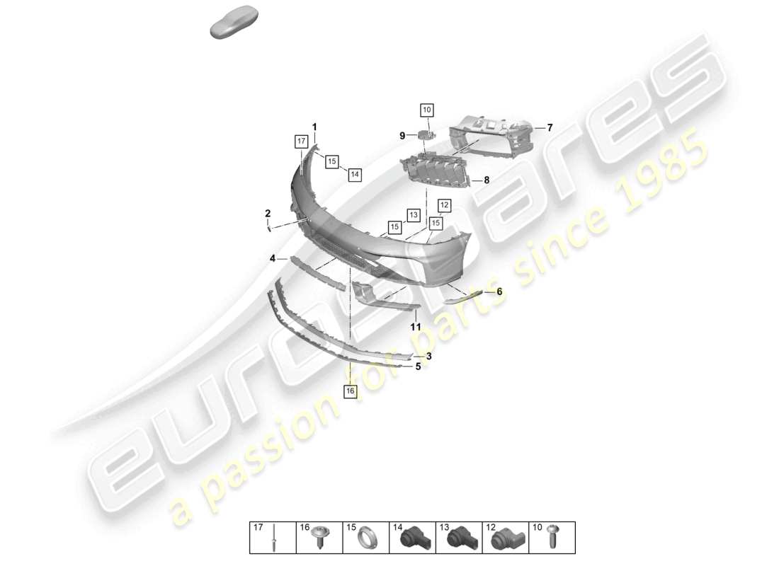 porsche 2024 (992-2) diagrama de pieza del parachoques delantero