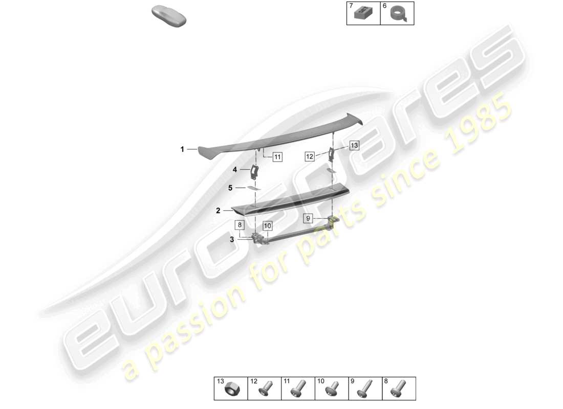 porsche 2026 (taycan 9j1-2) diagrama de piezas del spoiler trasero