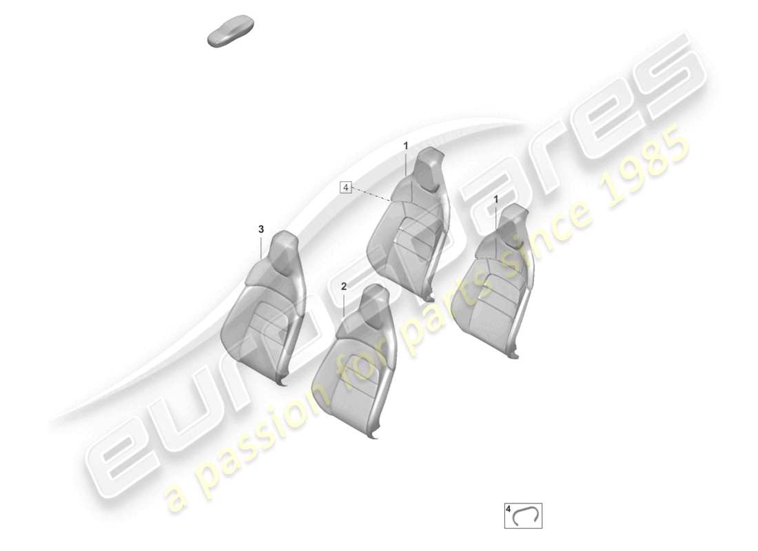 porsche 2026 (taycan 9j1-2) parte de espuma funda de respaldo asiento estándar diagrama de piezas
