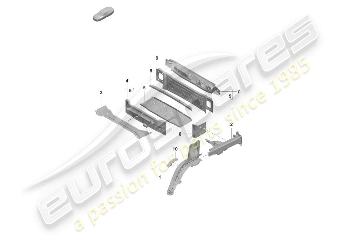 porsche 2021 (taycan 9j1-1) parte trasera larguero piezas individuales diagrama de piezas