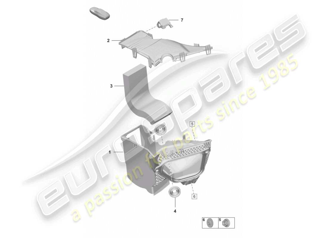 porsche 2021 (992-1 gt3/rs/st) entrada de aire fresco diagrama de piezas