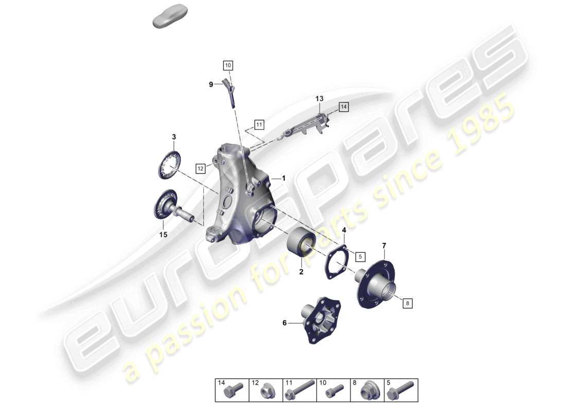 porsche 2022 (992-1 turbo / s) diagrama de piezas del cubo de la rueda del soporte de la rueda