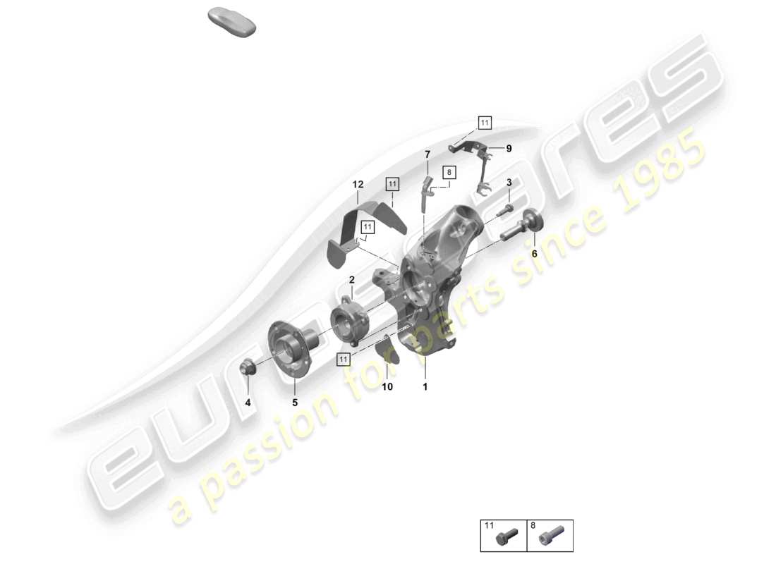 porsche 2021 (718 cayman gt4) diagrama de piezas del cubo de la rueda del soporte de la rueda