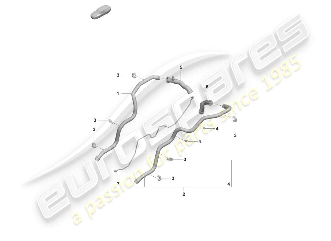 porsche 2023 (992-1 turbo / s) diagrama de piezas del extremo trasero del sistema de enfriamiento del refrigerante