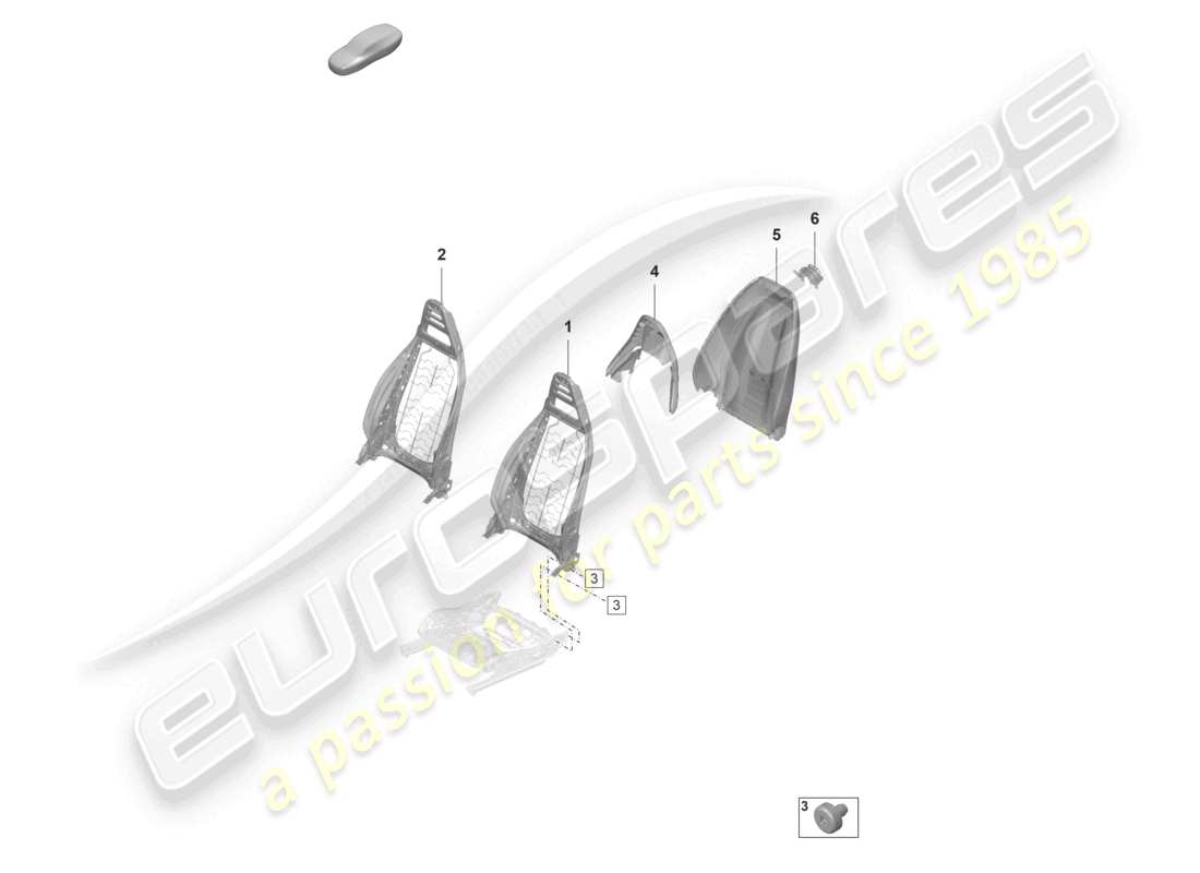 porsche 2022 (panamera 971-2) estructura del respaldo carcasa del respaldo asiento confort asiento deportivo diagrama de piezas