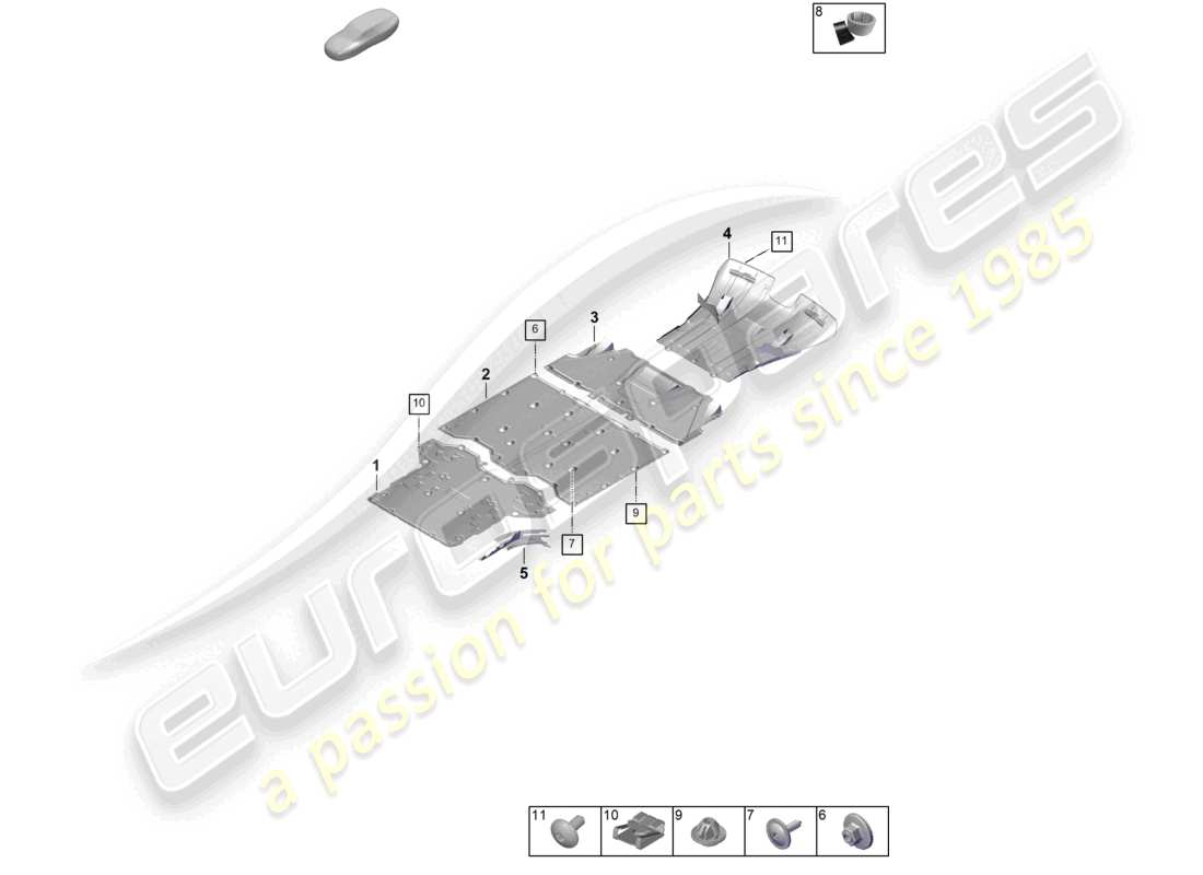 porsche 2025 (992-2 gt3) diagrama de piezas de accesorios de la moldura de bajos de cw