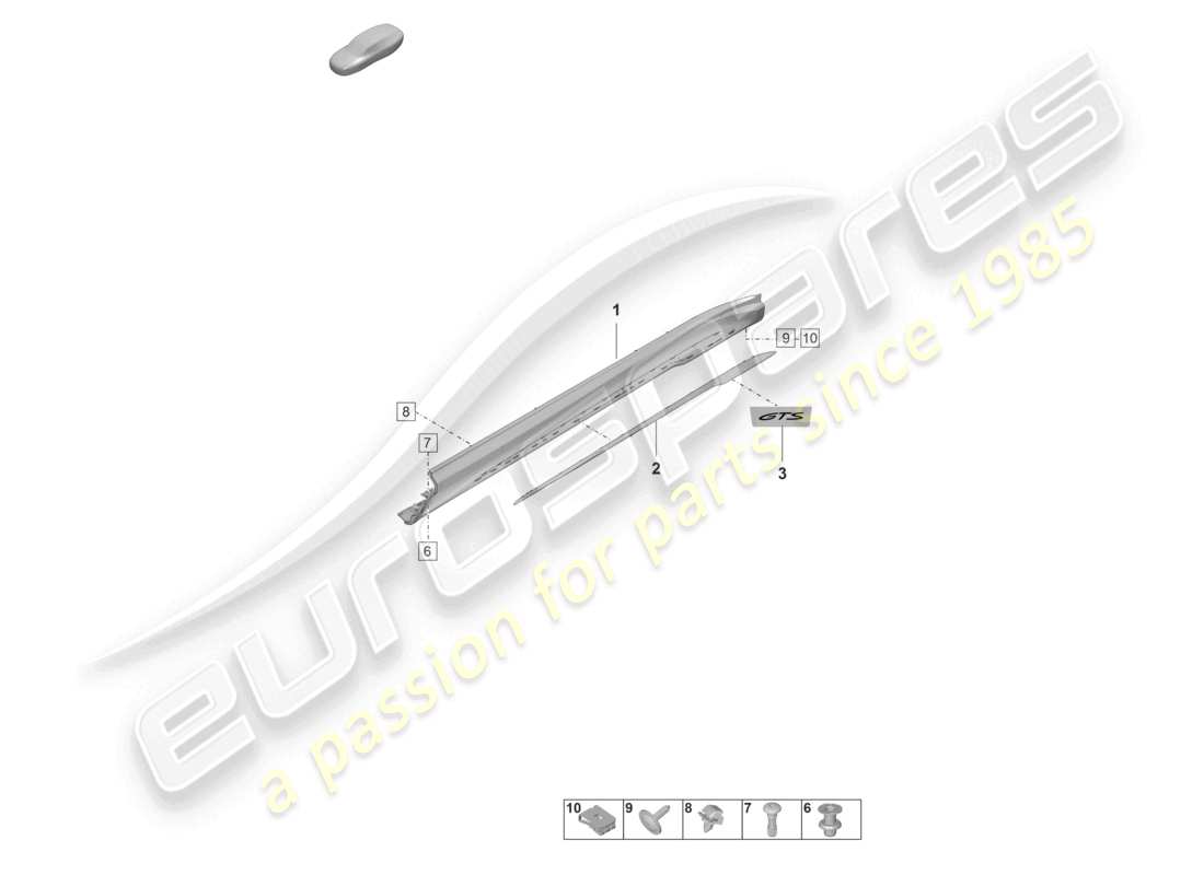 porsche 2021 (taycan 9j1-1) diagrama de piezas de accesorios de moldura de larguero lateral