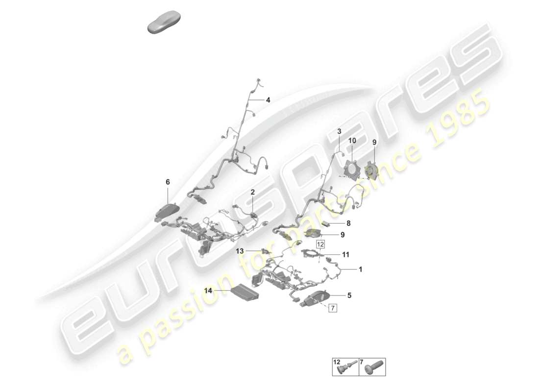 porsche 2021 (taycan 9j1-1) diagrama de piezas del asiento deportivo eléctrico