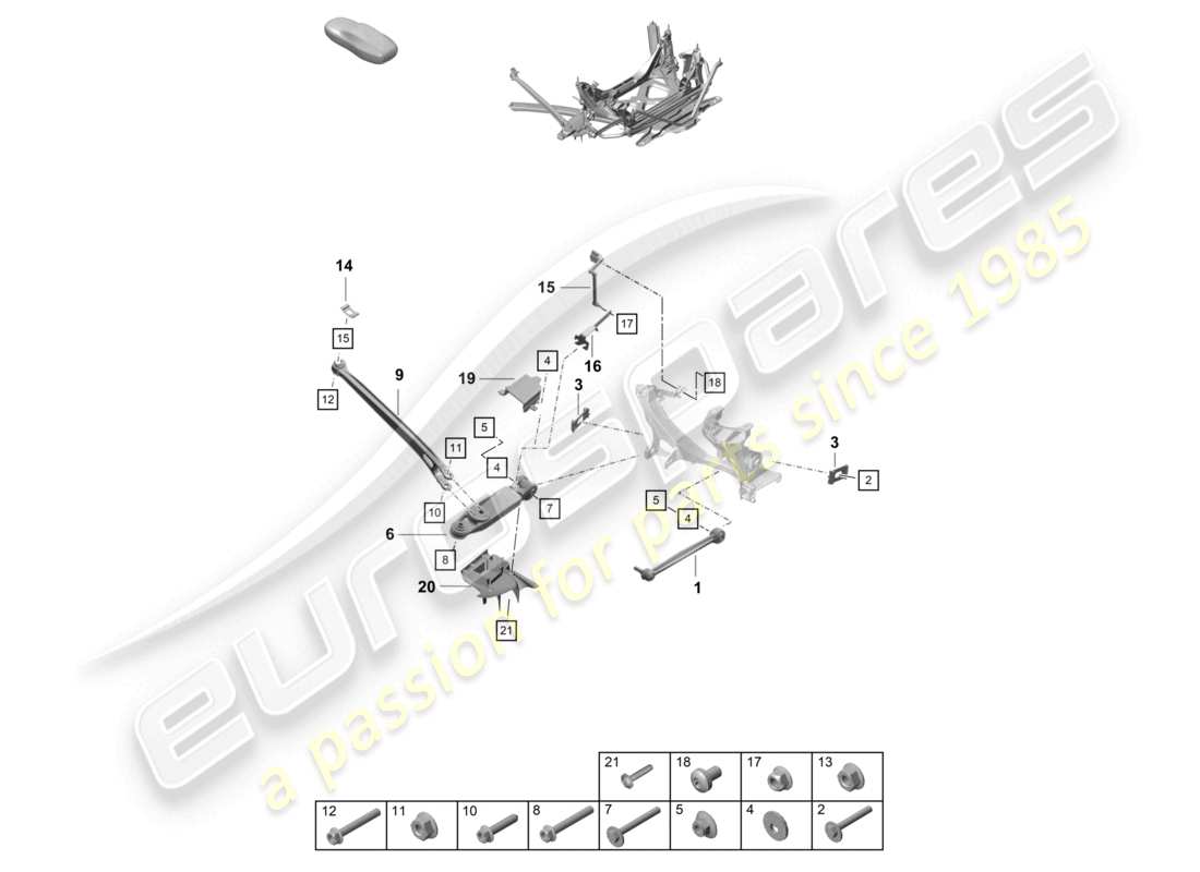 porsche 2021 (718 cayman gt4) diagrama de piezas de la guía
