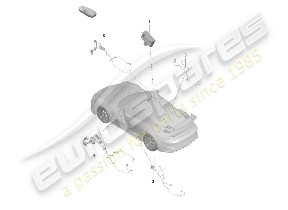 porsche 2021 (992-1 gt3/rs/st) puertas unidades de control cableado diagrama de piezas