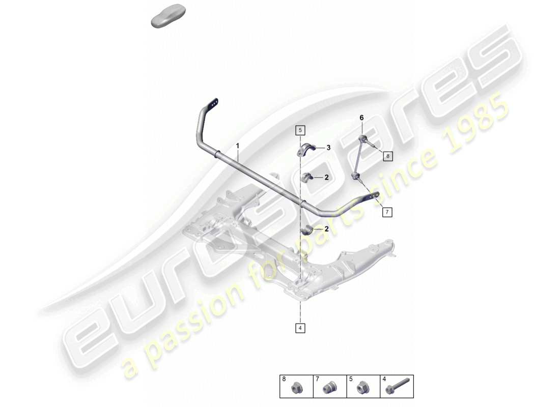 porsche 2021 (718 cayman gt4) diagrama de piezas de la barra estabilizadora