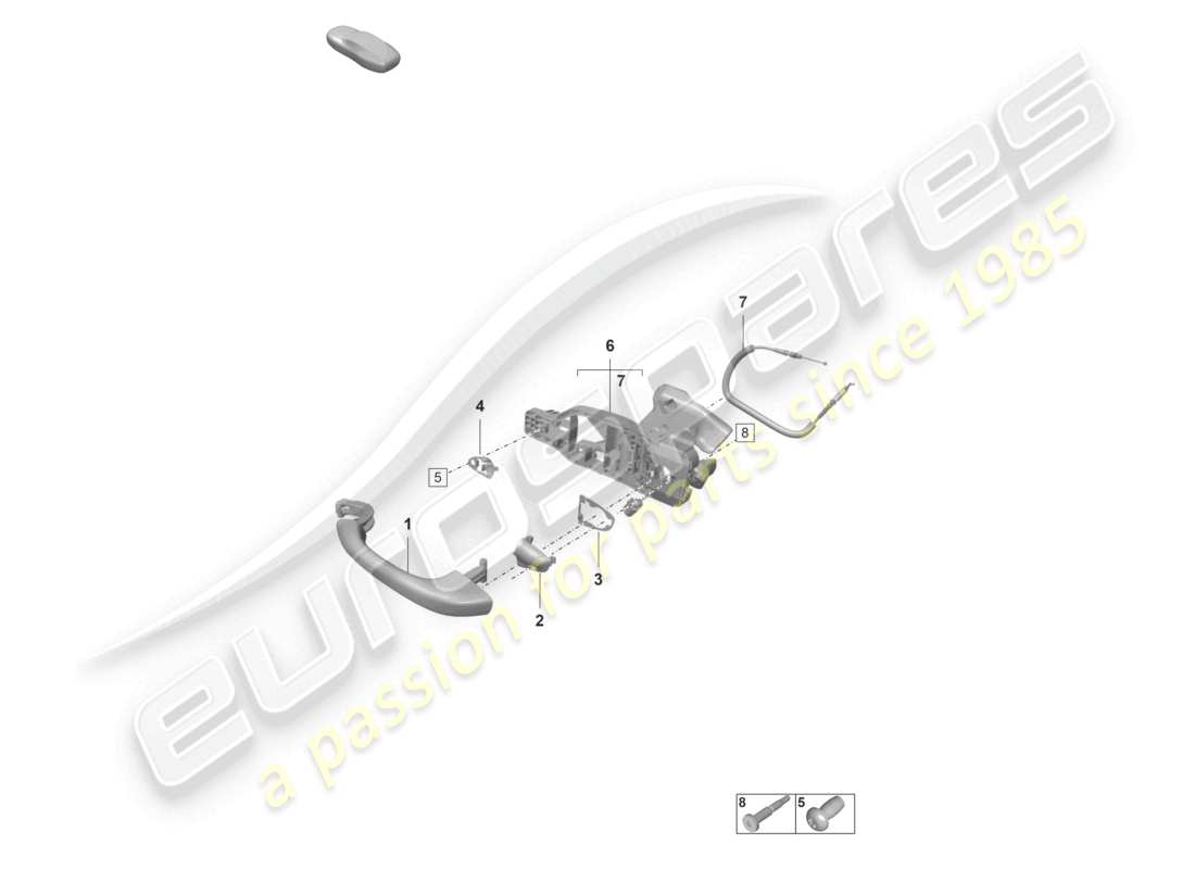 porsche 2022 (992-1 gt3/rs/st) manijas de puerta diagrama de piezas