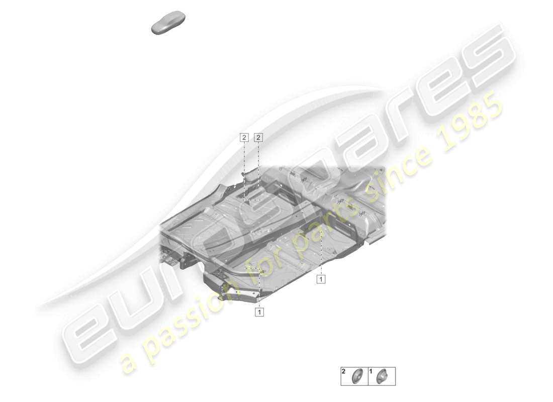 porsche 2021 (taycan 9j1-1) diagrama de piezas interiores de la parte inferior de la carrocería