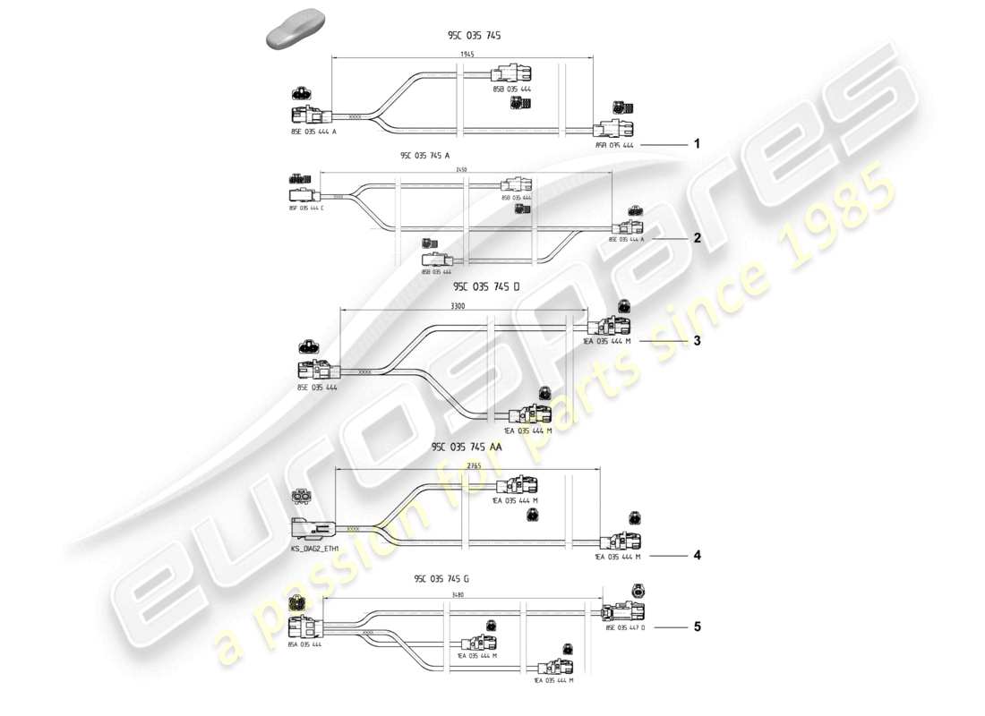 porsche 2025 (macan-e) línea de conexión de datos diagrama de piezas