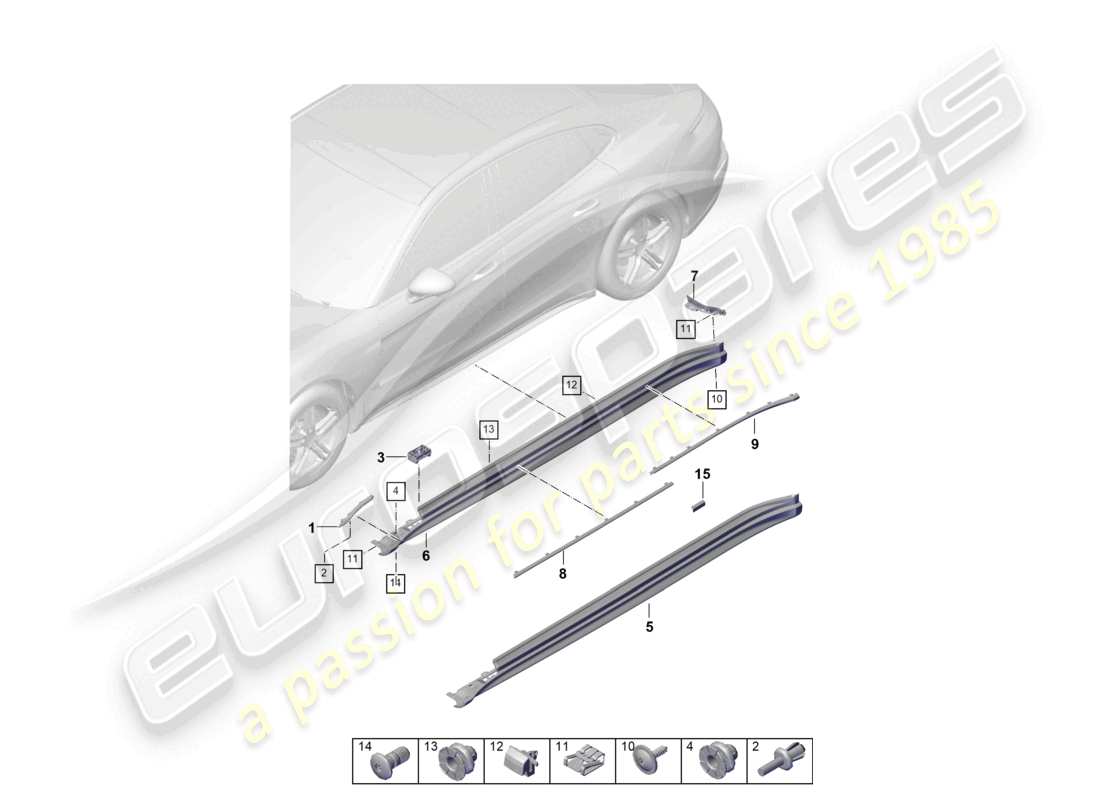 porsche 2026 (panamera 976) diagrama de piezas del guarnecido de los miembros laterales