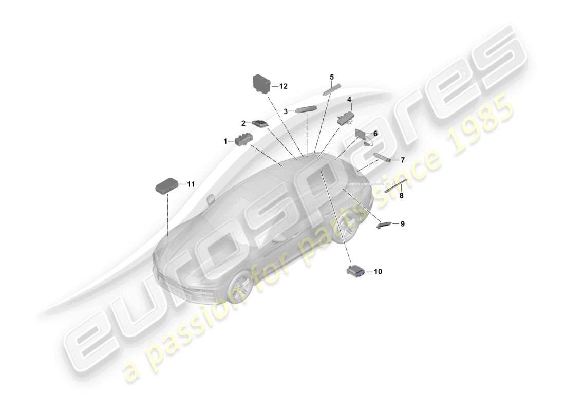 porsche 2026 (panamera 976) diagrama de piezas del amplificador de antena trasera