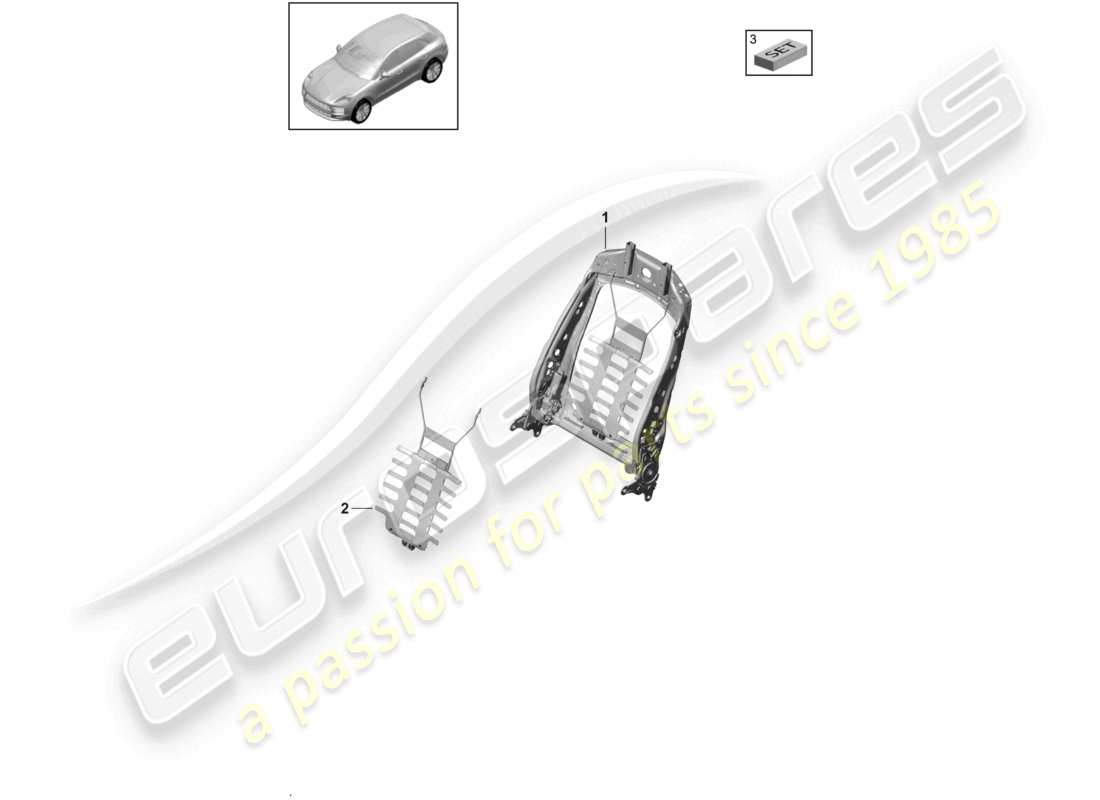 porsche 2023 (macan) marco del respaldo accesorios varios asiento confort diagrama de piezas