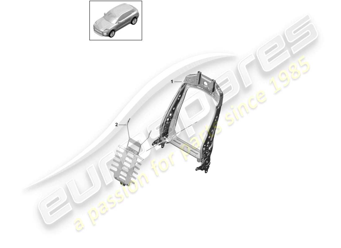 porsche 2023 (macan) marco del respaldo accesorios varios asiento estándar diagrama de piezas