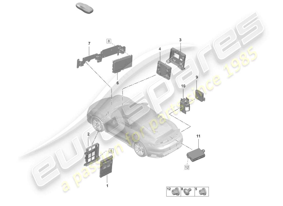 porsche 2022 (992-1 turbo / s) unidades de control unidad de control (bcm) para sistema de conversión y fuente de alimentación ob unidad de control para sistemas de asistencia al conductor diagrama de piezas