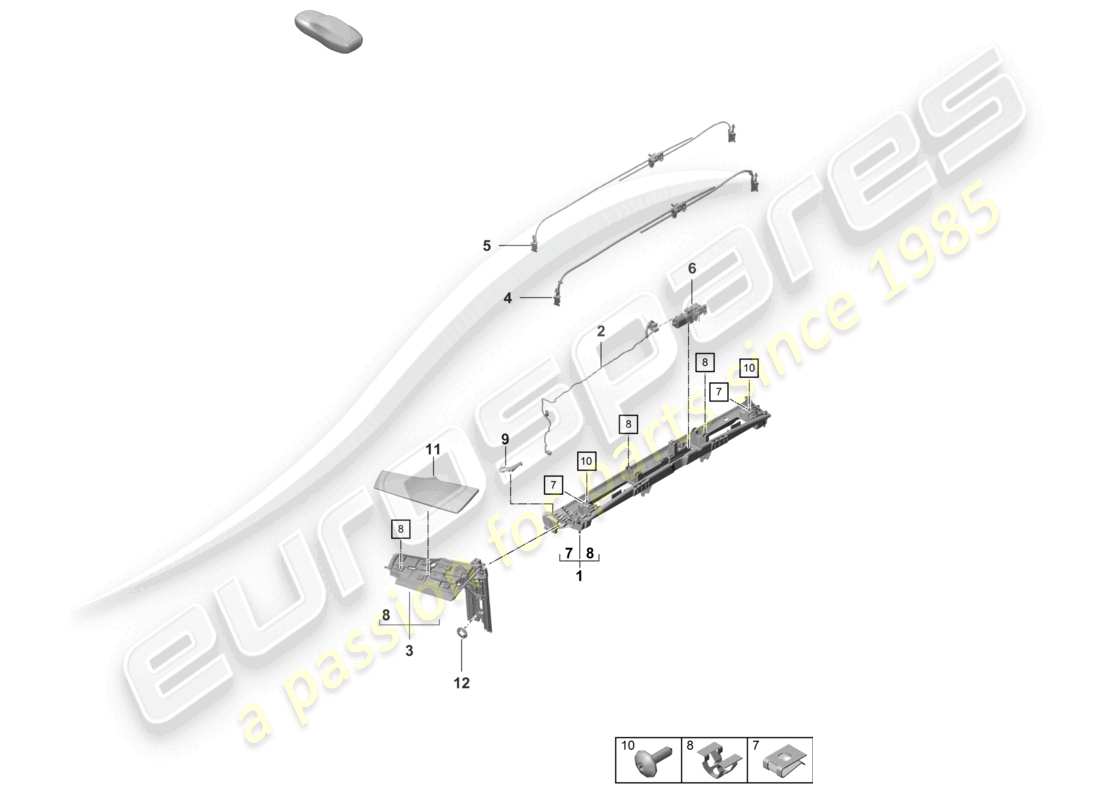 porsche 2023 (992-1 turbo / s) diagrama de piezas del actuador del lado de la aleta