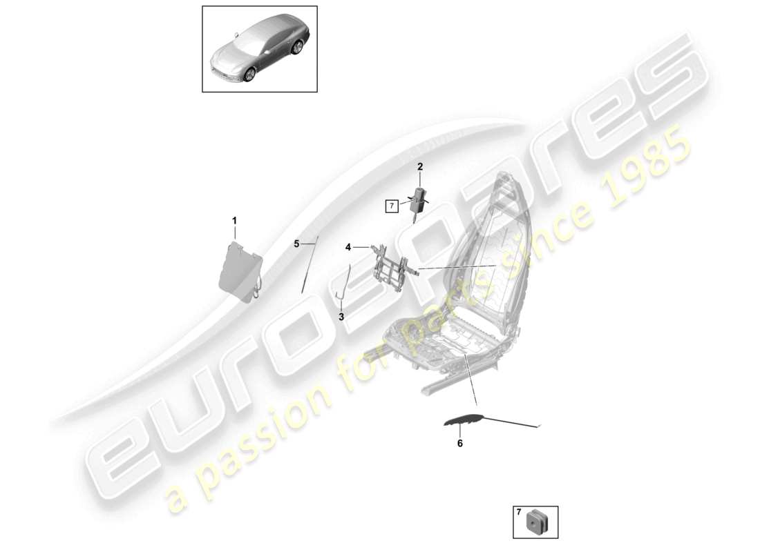porsche 2021 (panamera 971-1) asientos delanteros lumbares asiento deportivo diagrama de piezas