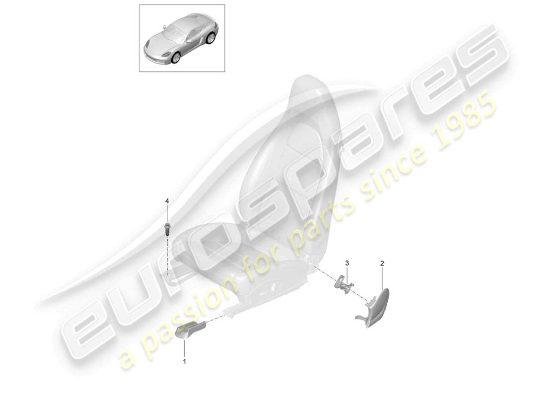 porsche 2023 (718 cayman) asiento deportivo delantero asiento deportivo plus asiento tipo butaca ya no está disponible moldura cubierta para riel guía diagrama de piezas