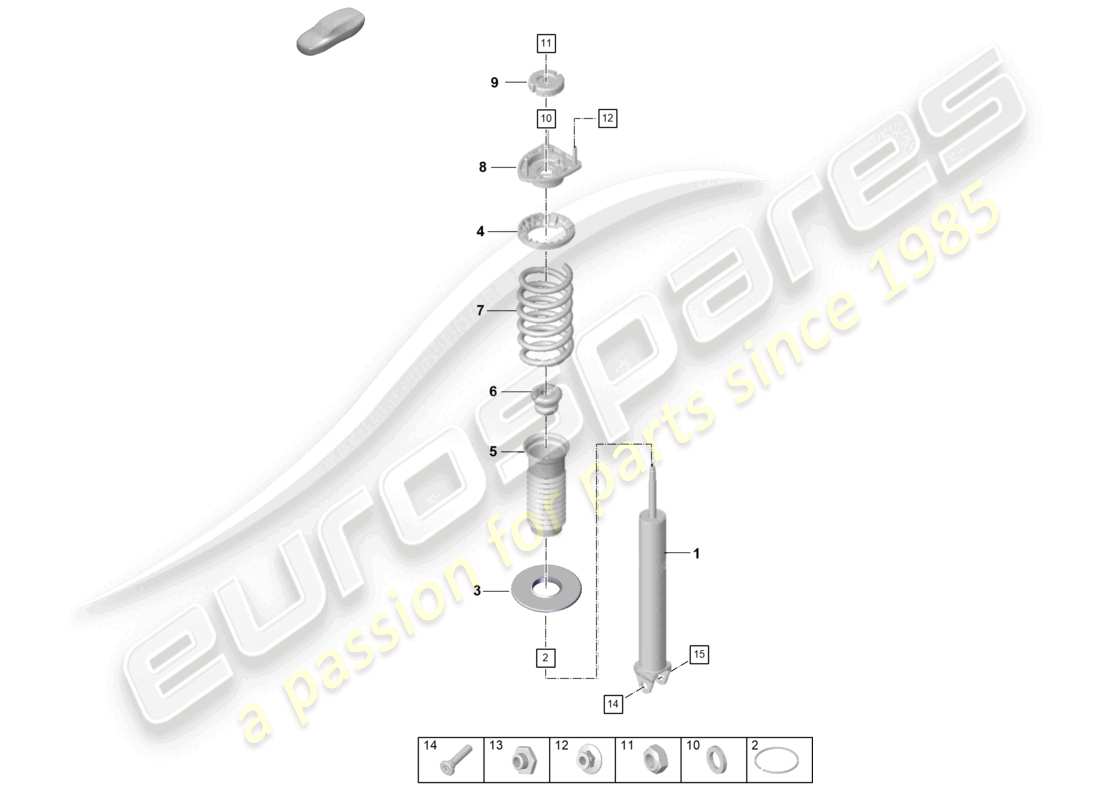 porsche 2024 (992-2) amortiguador (cilindro de resorte) pieza individual diagrama de piezas