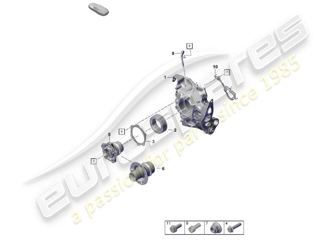porsche 2024 (992-2) diagrama de piezas del cubo de la rueda del soporte de la rueda