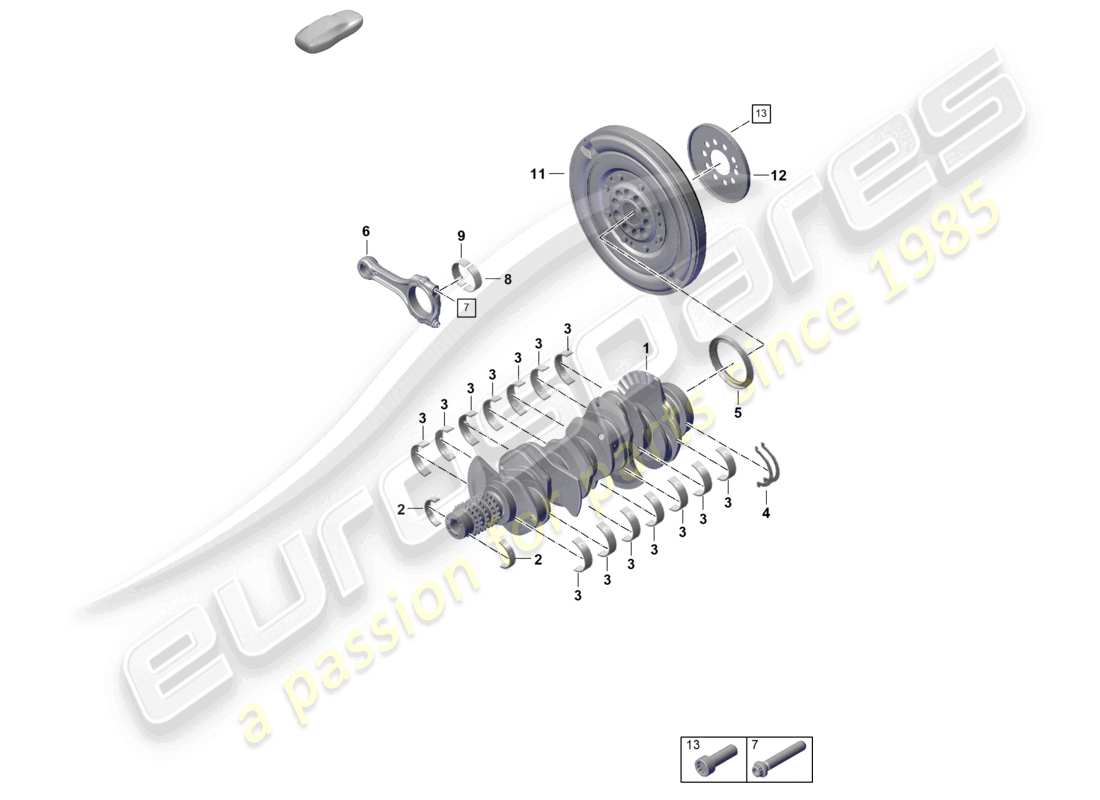 porsche 2024 (992-2) diagrama de piezas del volante de inercia de la biela del cigüeñal