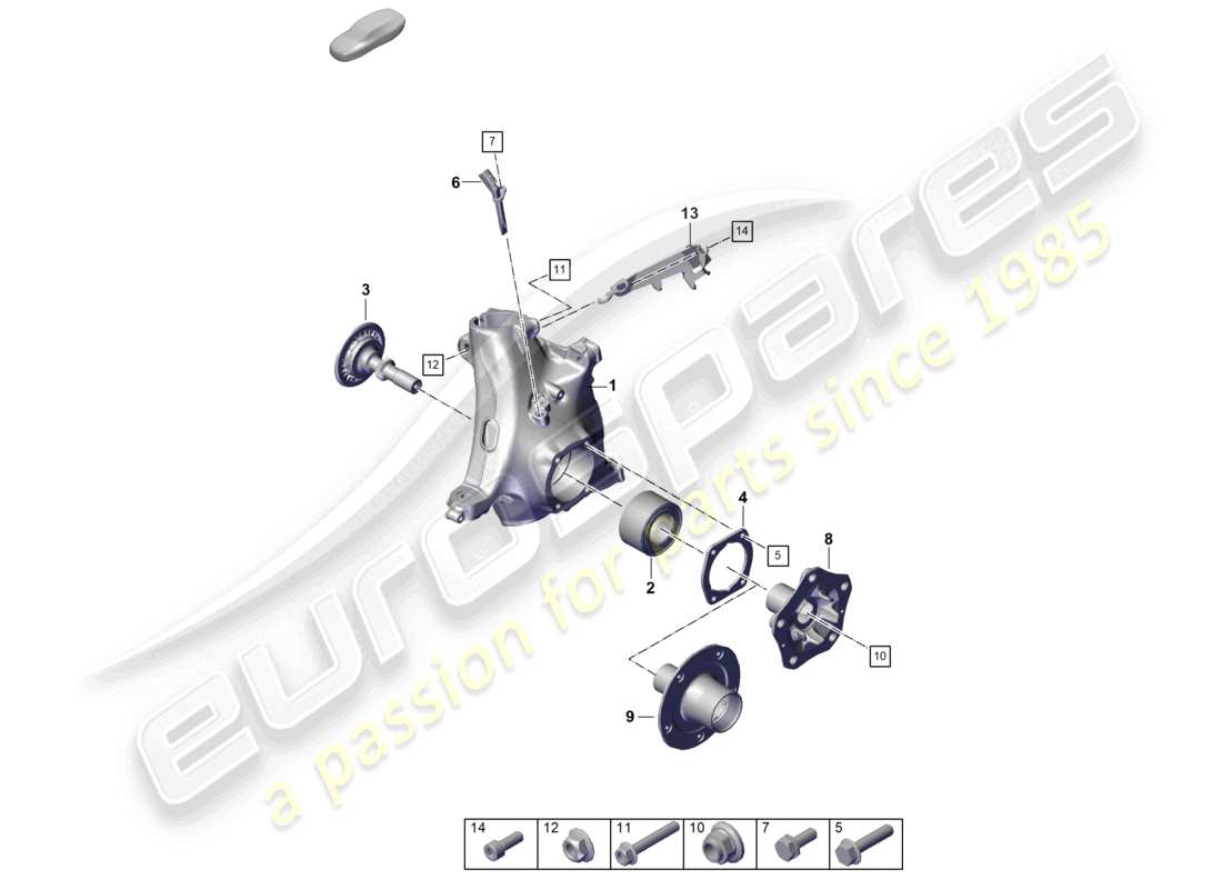 porsche 2024 (992-2) diagrama de piezas del cubo de la rueda del soporte de la rueda