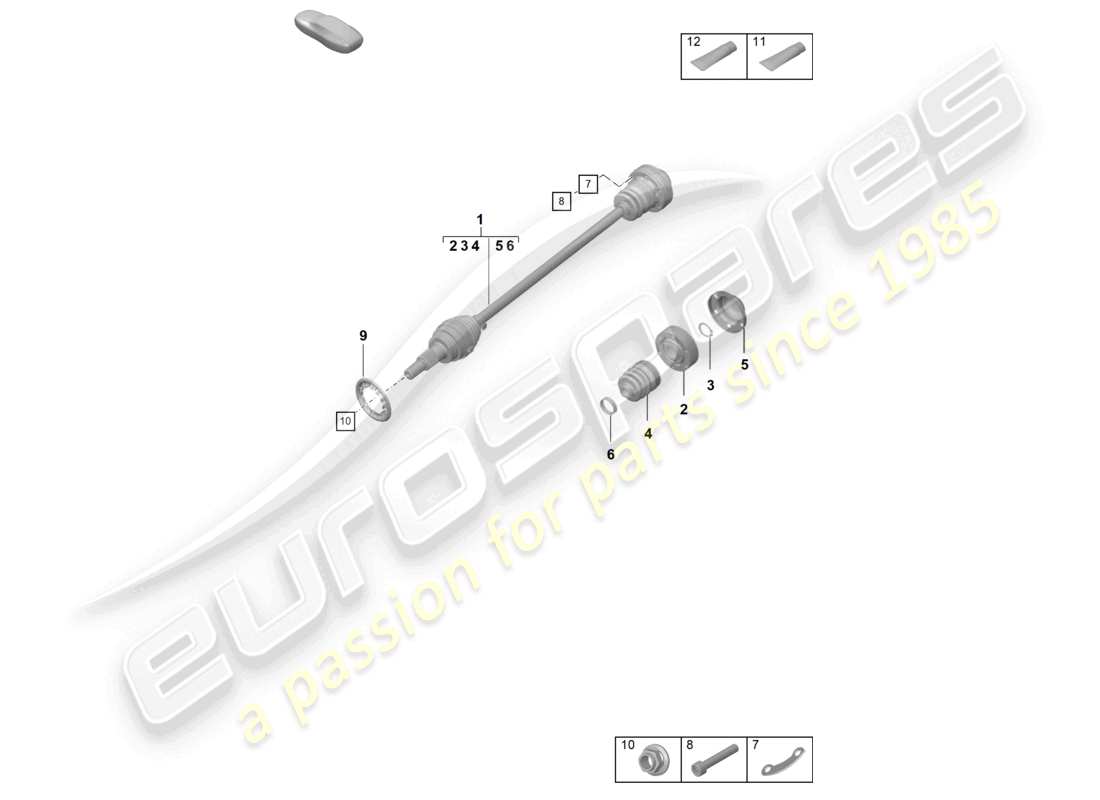 porsche 2020 (992-1 turbo / s) diagrama de piezas del eje delantero del eje de transmisión