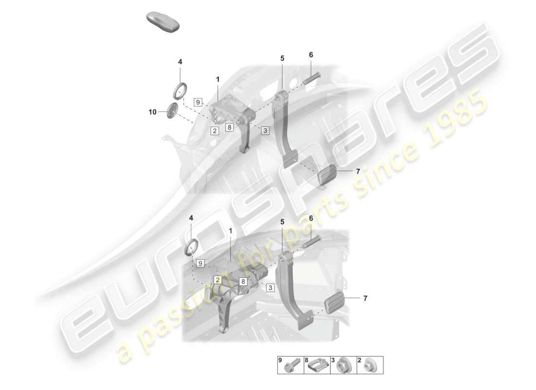 porsche 2022 (992-1) diagrama de piezas del pedal de freno para caja de cambios automática 8-speed