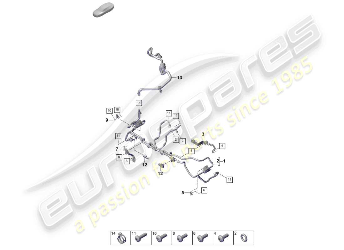 porsche 2026 (panamera 976) diagrama de piezas de ventilación del tanque de la línea de respiración